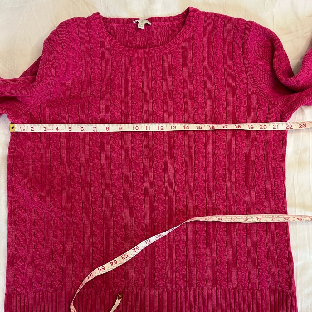 Talbots Pink Classic Cotton Cable Knit Crewneck Pullover Sweater Women’s 1X - Picture 7 of 8